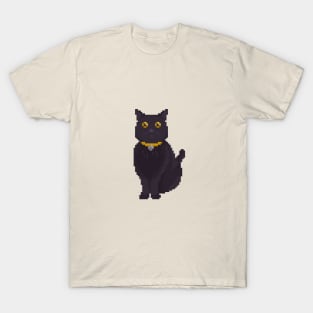 Black Cat Pixel Art T-Shirt